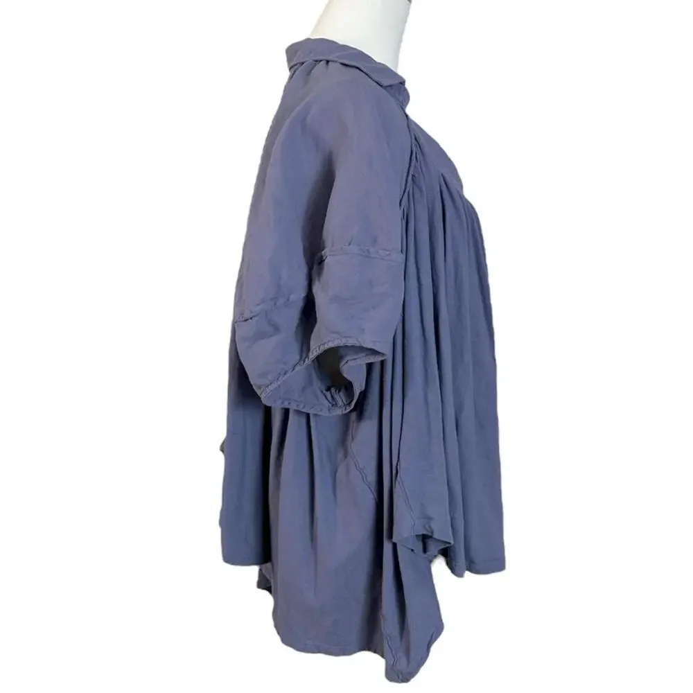 Free People Bohemian Billowy Oversized Sunray Babydoll Top Blue Granite Large - Picture 8 of 14